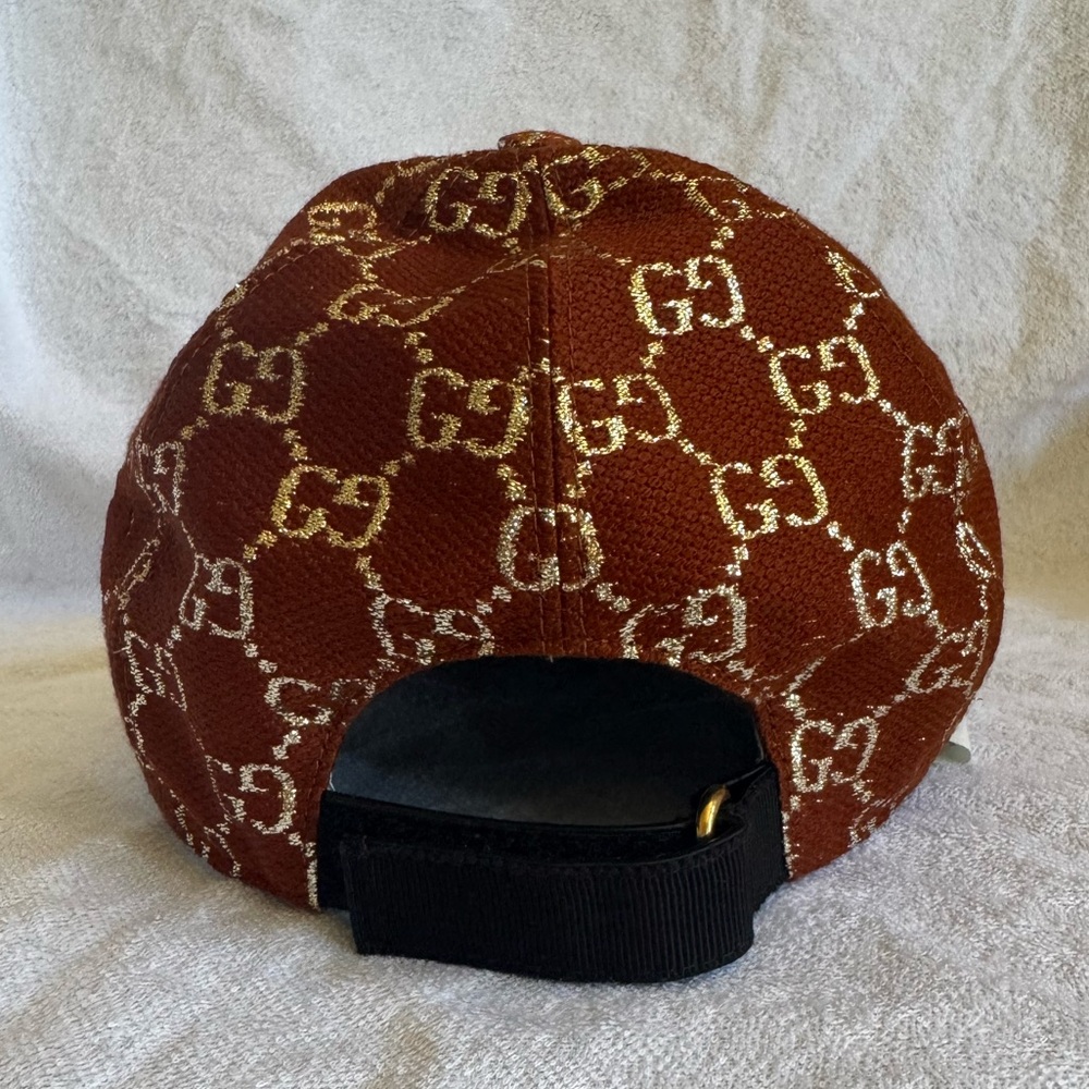 Gucci Brown Rust Cooper Silver Logo Baseball Hat Cap sz 57 - Picture 3 of 7